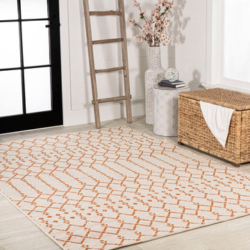 Ourika Moroccan Geometric Textured Weave Indoor/outdoor Rug